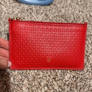 Carolina Herrera Red Embossed Clutch